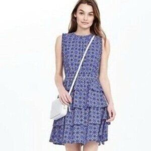 Banana Republic Blue Tiered Floral Dress 16